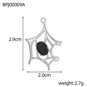 Detaillierter Größenratgeber für Spinnennetz Anhänger mit schwarzem Stein und Perle, 2.9cm Höhe
