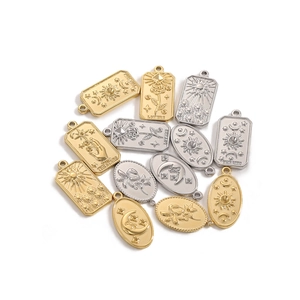 Handgefertigte Tarot-Anhänger aus Edelstahl in Gold und Silber für DIY-Schmuck