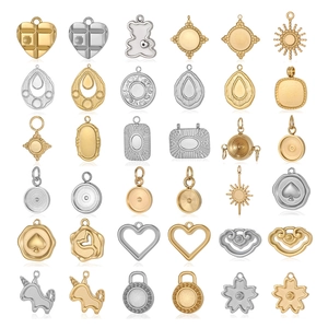 36-piece set of gold and silver stainless steel geometric charms for DIY jewelry making