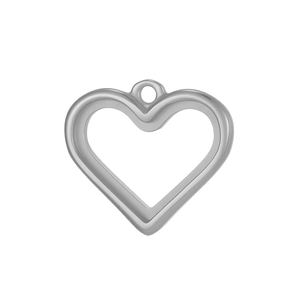 Detailed macro view of heart-shaped hollow stainless steel pendant for DIY jewelry
