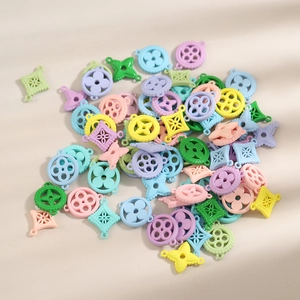 Stainless Steel Drip Oil Clover Four-Pointed Star Pendant Macaron Color Hollow DIY Jewelry Making Charms Accessory For Necklace