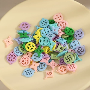 Colorful macaron clover and geometric pendants in stainless steel for DIY jewelry making