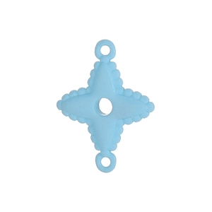 Detail of light blue four-pointed star jewelry connector with beaded edge finish