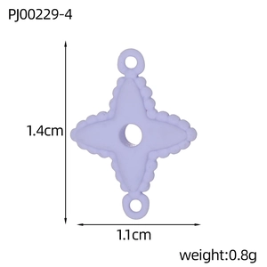 Macro shot of purple four-pointed star charm with dimensions 1.4cm by 1.1cm for DIY jewelry