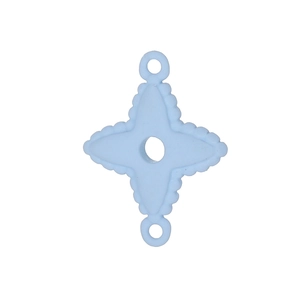 Detail of light blue four-point star connector with scalloped edges for DIY jewelry making