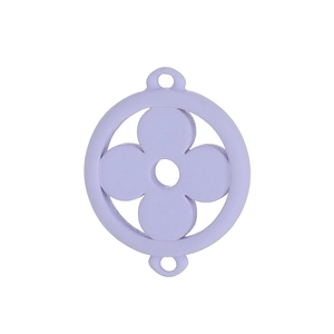 Close-up of lavender four-leaf clover enamel connector for DIY jewelry making