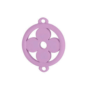 Detail view of purple four-leaf clover charm with dual connection loops for jewelry DIY