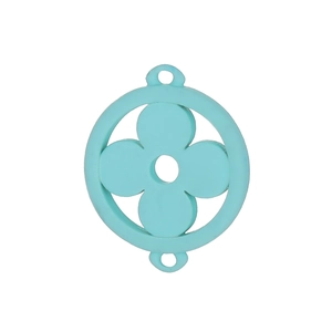 Detailed view of mint green clover charm with dual connectors for DIY jewelry making