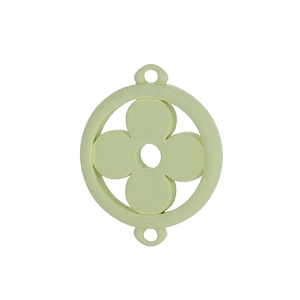 Macro view of mint green clover charms showing dual-hole connector for DIY jewelry