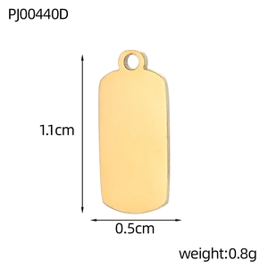 Polished gold rectangular stainless steel pendant with 1.1cm height for DIY jewelry