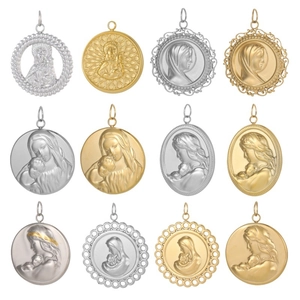 Pendentif Vierge Marie Madone Jésus en Acier Inoxydable Vintage pour Fabrication de Bijoux Religieux DIY Accessoire