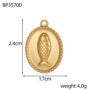 Elegante ciondolo ovale a forma di tulipano in acciaio inossidabile dorato, altezza 2,4 cm