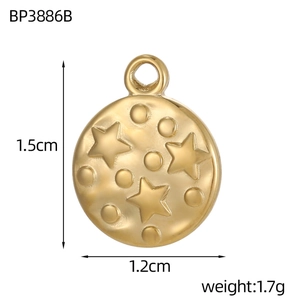 Dimensioni dettagliate del ciondolo a stella tulipano, 1,5 cm di altezza e 1,2 cm di larghezza
