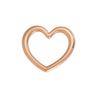 Detailed view of hollow heart-shaped rose gold pendant with smooth polished finish
