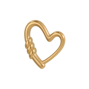 Detailed view of heart-shaped gold-plated stainless steel screw lock clasp for jewelry