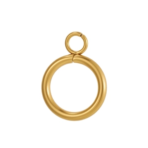 Detailed view of dual-ring golden plated stainless steel pendant for DIY jewelry making