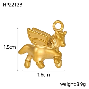 Golden Pegasus pendant made of stainless steel with dimensions of 1.5 cm by 1.6 cm