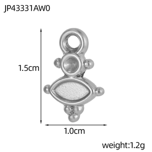 Polished silver stainless steel bow pendant showing dimensions 1.5cm by 1.0cm
