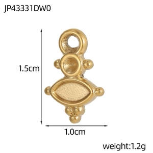 Detailed view of golden metal heart pendant showing dimensions 1.5cm by 1.0cm