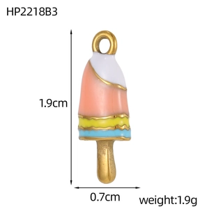 Detail view of colorful enamel popsicle charm with size 1.9cm height and 0.7cm width