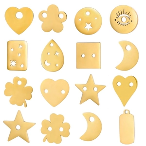 Stainless Steel DIY Jewelry Pendants Simple Polished Geometric Heart Flower Star Moon Charms For Necklaces Bracelets Jewelry Making Accessories