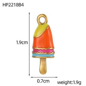Colorful popsicle charm dimensions 1.9cm by 0.7cm in yellow, orange, pink and blue