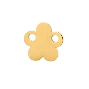 Polished gold stainless steel five-petal flower DIY jewelry connector charm with dual holes