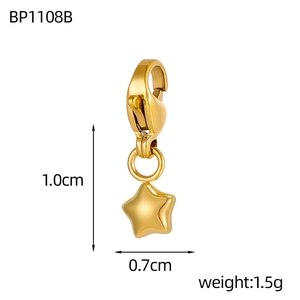 Polished gold star pendant with lobster clasp measuring 1.0cm by 0.7cm for DIY jewelry