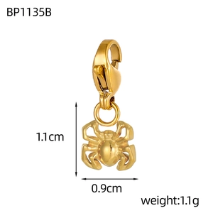 Golden spider charm with lobster clasp detail, dimensions 1.1cm x 0.9cm for DIY jewelry