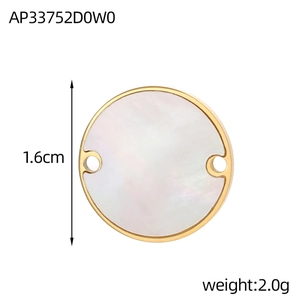 Detail of 1.6cm irregular titanium steel pendant with white mother of pearl inlay