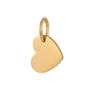 Close-up of heart-shaped gold-plated stainless steel pendant with polished finish