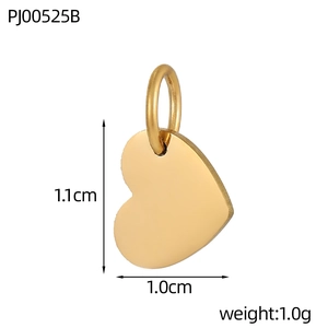 Polished heart pendant in gold finish with dimensions 1.1cm by 1.0cm and weight of 1.0g