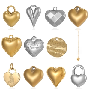 Stainless Steel Heart Pendants For Jewelry Making DIY Supplies Heart Charms Necklace Earring Findings Valentine Day Gift Aesthetic Elegant Jewelry