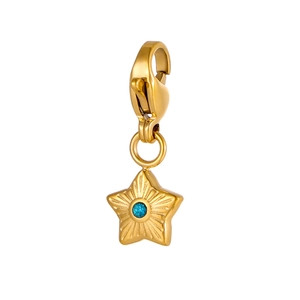 Vintage gold star pendant with blue gemstone and lobster clasp for DIY necklaces