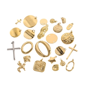 Vintage Edelstahl Anhänger Set in Gold und Silber mit Kreuz und Glückssymbolen