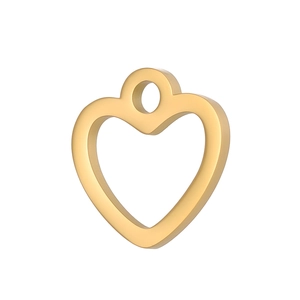 Close-up of golden hollow heart pendant in matte finish for jewelry making