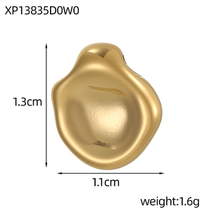 Detailansicht eines goldenen Tropfenanhängers mit Maßen 1,3 cm x 1,1 cm und 1,6 g Gewicht