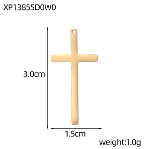 Poliertes Goldkreuz mit Abmessungen von 3,0 cm Höhe und 1,5 cm Breite
