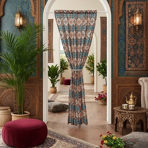 Bohemian Southeast Asian Style Door Curtain Polyester Geometric Mandala Pattern Room Partition Shading Hanging Curtain For Home Kitchen Entrance Decor