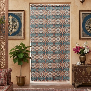 Ethnic bohemian door curtain with mandala patterns for bedroom and kitchen entryways