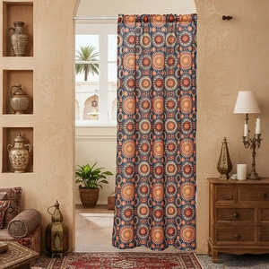 Bohemian Ethnic Style Polyester Door Curtain Mandala Geometric Print Room Divider For Kitchen Bedroom Entryway Partition