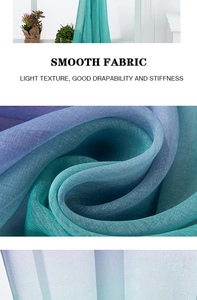 Detail of purple to lake green gradient sheer fabric with a fine mesh texture