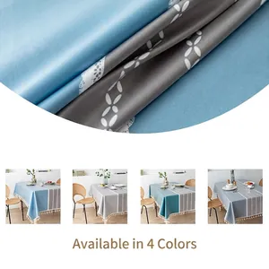 Nordic Minimalist Waterproof Oilproof Printed Tablecloth With Tassel Edge Geometric Floral Rectangular Dining Table Cover