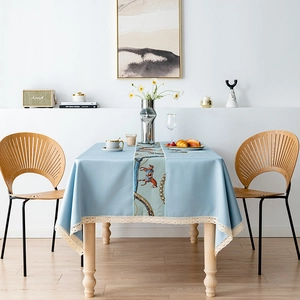 Mantel Rectangular de Fibra Sintética Con Patrón de Caballo Ecuestre Europeo y Borde de Encaje Cubierta de Mesa de Comedor Resistente al Calor