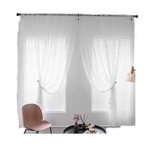 Elegant white lace sheer curtain with wavy scalloped edges for bedroom window decor