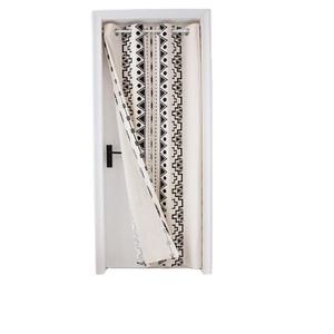 Bohemian geometric pattern door curtain with metal rings for bedroom privacy