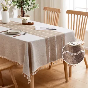 Waterproof Oil-Proof Cotton Linen Tablecloth With Tassels Nordic Minimalist Rectangular Table Cover For Dining Coffee Table
