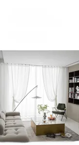 Detail showing semi-transparent white lace curtain with heat insulation and privacy features