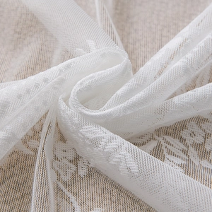 White French lace curtain with floral embroidery for luxury living room window decor