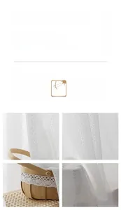 Close-up of white Japanese lace sheer curtain with UV protection and thermal insulation